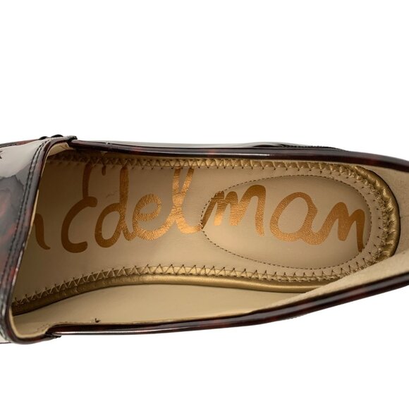 Sam Edelman Loraine Faux Patent Leather Loafers Tortoiseshell Gold Bit Size 10M - Picture 4 of 11